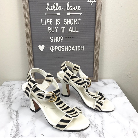 Anyi Lu Shoes - DESIGNER ANYI LU Zebra Mohair Leather Sandal Heel